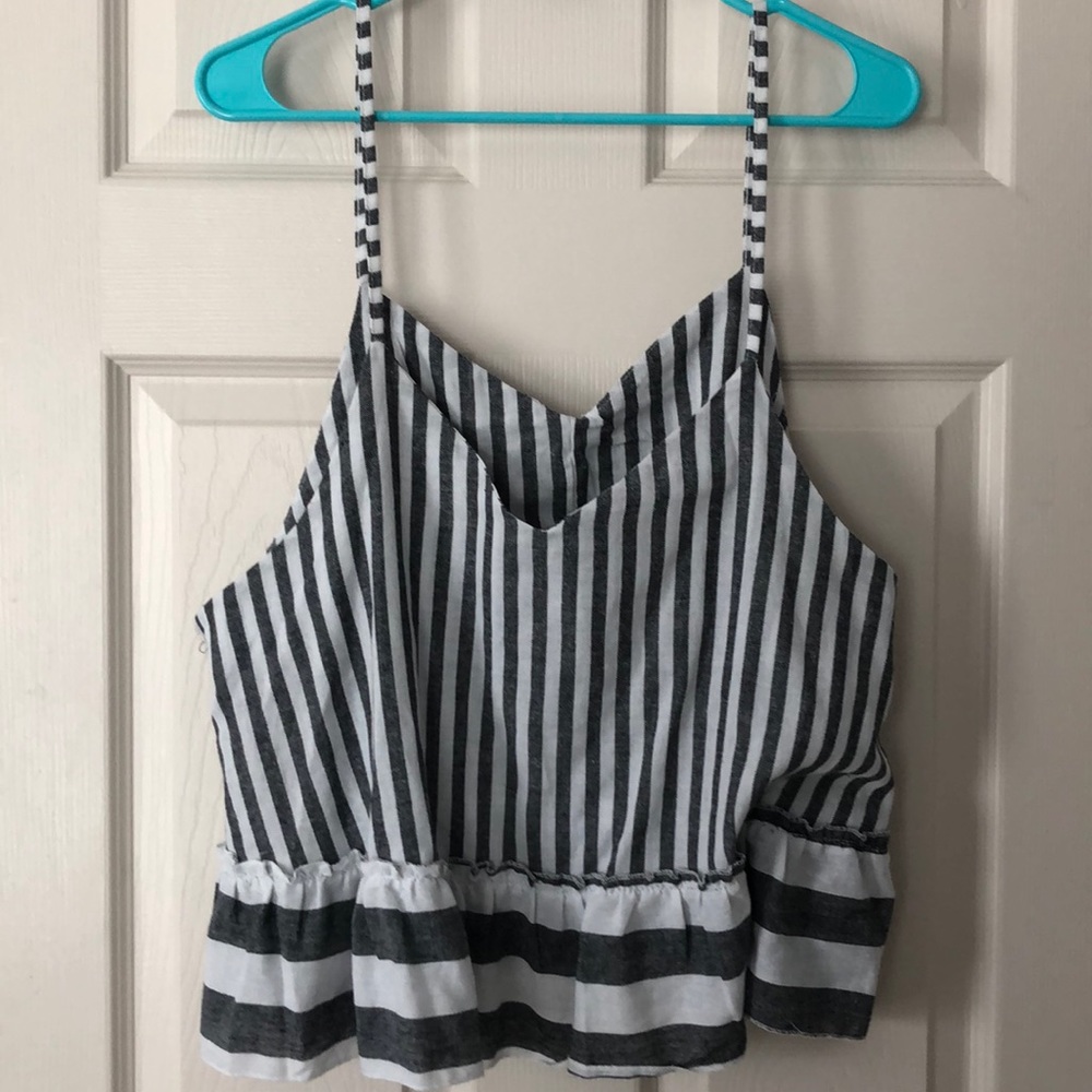 Cropped Linen Striped Tank